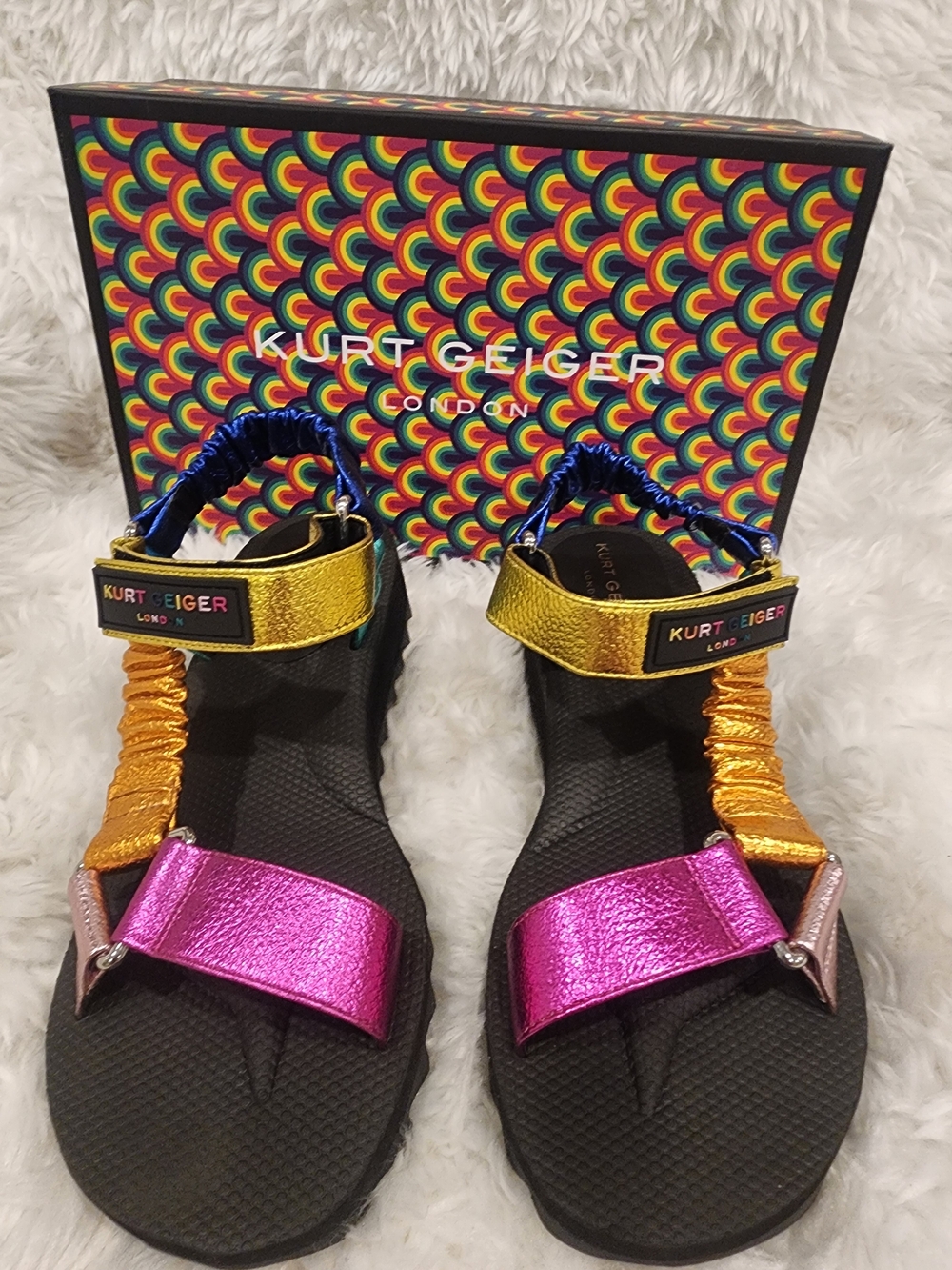 Kurt Geiger Metallic Pink & Gold Women's Sport Sandals